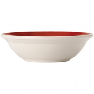 Libbey Basics 10 oz. Bright White Narrow Rim Melamine Bowl with Red Band - 36/Case Libbey Basics 10 oz. Bright White Narrow Rim Melamine Bowl with Red Band - 36/Case