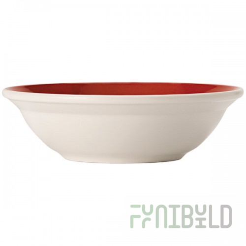 Libbey Basics 10 oz. Bright White Narrow Rim Melamine Bowl with Red Band - 36/Case