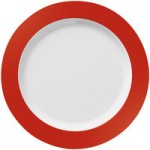 Libbey Basics 10 oz. Bright White Narrow Rim Melamine Bowl with Red Band - 36/Case