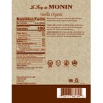 Monin Organic Vanilla Flavoring Syrup 750 mL - 6/Case