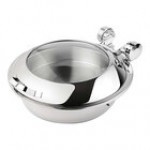Smart Buffet Ware Smart W by Front of the House 4.75 Qt. Round Induction Chafer with Tempered Glass Lid and Stainless Steel Food Pan BCH007MSS18