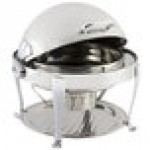 Bon Chef 19000CHH Elite Round 8 Qt. Dripless Round Stainless Steel with Hammered Finish and Chrome Accents Roll Top Chafer with Roman Legs
