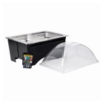 Sterno Full Size ChalkBoard Fold-Away WindGuard Chafer with Black Matte Finish, Two 1/2 Size Pans, and Clear Dome Lid Sterno Full Size ChalkBoard Fold-Away WindGuard Chafer with Black Matte Finish, Two 1/2 Size Pans, and Clear Dome Lid
