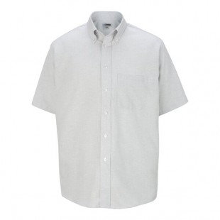 Edwards 1027 Men's Customizable Light Gray Short Sleeve Wrinkle-Resistant Easy-Care Oxford Dress Shirt with Soil Release - 2X Edwards 1027 Men's Customizable Light Gray Short Sleeve Wrinkle-Resistant Easy-Care Oxford Dress Shirt with Soil Release - 2X