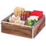 Cal-Mil 3707-49 Mid-Century 9 Compartment Wood Condiment Organizer with Chrome Accents - 12 Cal-Mil 3707-49 Mid-Century 9 Compartment Wood Condiment Organizer with Chrome Accents - 12