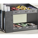 ServSense Black 10-Section Condiment Organizer with 6-Section Cup and Lid Dispenser - 25 ServSense Black 10-Section Condiment Organizer with 6-Section Cup and Lid Dispenser - 25