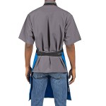 Uncommon Chef 3128 Blue Customizable Poly-Cotton Surge Bib Apron with Black Webbing and 3 Pockets - 34