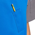 Uncommon Chef 3128 Blue Customizable Poly-Cotton Surge Bib Apron with Black Webbing and 3 Pockets - 34