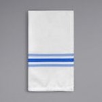 Oxford Super Blend Black 100% Spun Polyester Bistro Striped Cloth Napkins 18