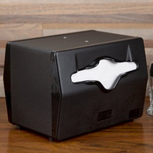 Vollrath 8545-06 Black Two Sided Tabletop Fullfold Limited Napkin Dispenser with Black Faceplate