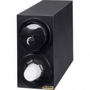 San Jamar L24C2951BK Sentry Black 2-Slot Vertical 8 - 44 oz. Countertop Cup and 24-46 oz. Lid Dispenser Cabinet