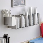 ServSense Adjustable 5-Section Stainless Steel Wall-Mount / Countertop Cup / Lid Holder with Straw Caddy Attachment