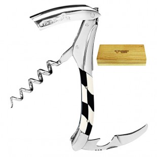 Laguiole En Aubrac Ebony and Ivory Checkered Inlay Waiter's Corkscrew 3300 Laguiole En Aubrac Ebony and Ivory Checkered Inlay Waiter's Corkscrew 3300