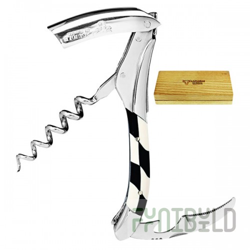 Laguiole En Aubrac Ebony and Ivory Checkered Inlay Waiter's Corkscrew 3300