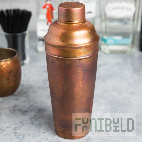 American Metalcraft ACS 24 oz. Satin Antique Copper 3-Piece Cobbler Cocktail Shaker