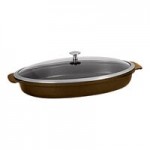 Spring USA Motif Cook & Serve 2.25 Qt. White Non-Stick Round Casserole Pan with Cover 8258-2/24