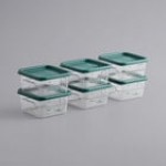 Vigor 2 Qt. Clear Round Polycarbonate Food Storage Container and Green Lid - 12/Pack