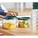 Vigor 2 Qt. Clear Round Polycarbonate Food Storage Container and Green Lid - 12/Pack