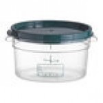Vigor 2 Qt. Clear Round Polycarbonate Food Storage Container and Green Lid - 12/Pack