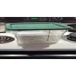 Vigor 2 Qt. Clear Round Polycarbonate Food Storage Container and Green Lid - 12/Pack