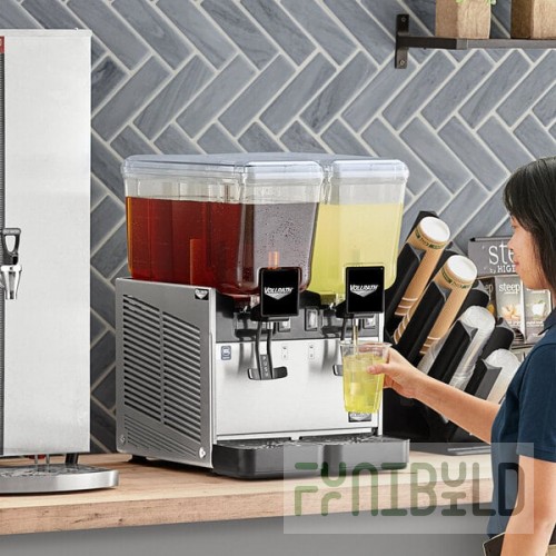 Vollrath VBBD2-37-S Double 3.17 Gallon Bowl Refrigerated Beverage Dispenser with Stirring Paddle Circulation - 115V