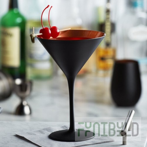 Stolzle Glisten from Global Tableware Collective 8.5 oz. Matte Black/Copper Martini Glass - 6/Case