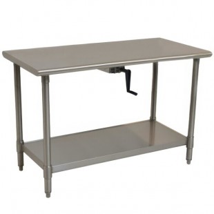 Eagle Group T2472SE-BS-HA 14 Gauge Type 304 Stainless Steel Adjustable Height ADA / Ergonomic Work Table with Backsplash and Undershelf - 24