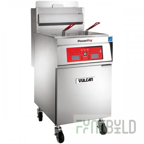 Vulcan 1TR85D-1 PowerFry3 Natural Gas 85-90 lb. Floor Fryer with Solid State Digital Controls - 90,000 BTU