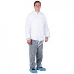 Cordova White Defender II Microporous Heavy Weight Coveralls with Elastic Wrists, Hood, and Boots - 2XL - 25/Case Cordova White Defender II Microporous Heavy Weight Coveralls with Elastic Wrists, Hood, and Boots - 2XL - 25/Case