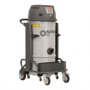 Nilfisk S3N1 L100 AU 2X 26 Gallon Stainless Steel Single-Phase 3-Motor Industrial Wet / Dry Vacuum with HEPA Filtration - 120V