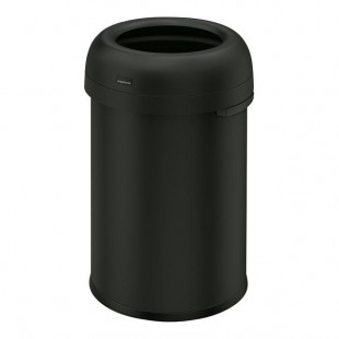 simplehuman CW1493 30 Gallon / 115 Liter Matte Black Steel Bullet Round Open Top Trash Can