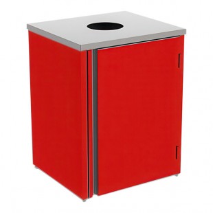 Lakeside 3410RD Rectangular Stainless Steel Waste Station with Top Access and Red Laminate Finish - 26 1/2