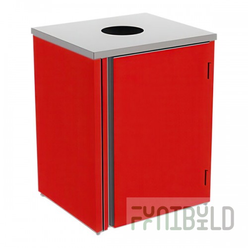 Lakeside 3410RD Rectangular Stainless Steel Waste Station with Top Access and Red Laminate Finish - 26 1/2