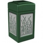 Commercial Zone 734161 42 Gallon Black Square Trash Can with Stainless Steel Reed Panels Commercial Zone 734161 42 Gallon Black Square Trash Can with Stainless Steel Reed Panels