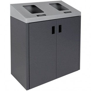 Busch Systems Summit 101499 30 Gallon Powder-Coated Steel Two Stream Decorative Mixed Recyclables / Trash Can Busch Systems Summit 101499 30 Gallon Powder-Coated Steel Two Stream Decorative Mixed Recyclables / Trash Can