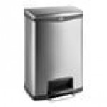 Rubbermaid® 1901992 Slim Jim Stainless Steel Black Accent Front Step-On Rectangular Trash Can with Single Rigid Plastic Liner - 52 Qt. / 13 Gallon