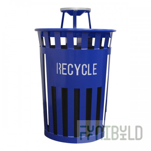 Witt Industries Oakley Eco M3601RE-AT-BL 36 Gallon Blue Outdoor Recycling Bin with Ash Top Lid