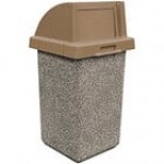 Wausau Tile TF1021 30 Gallon Concrete Square Trash Can with Plastic Drive-Up Lid
