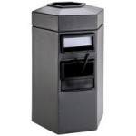 Commercial Zone 758903 Islander Waste 'N Wipe 40 Gallon Gray Rectangular Open Top Trash Can with Paper Towel Dispenser, Squeegee, and Windshield Wash Station