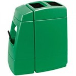 Commercial Zone 758903 Islander Waste 'N Wipe 40 Gallon Gray Rectangular Open Top Trash Can with Paper Towel Dispenser, Squeegee, and Windshield Wash Station