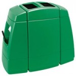 Commercial Zone 758903 Islander Waste 'N Wipe 40 Gallon Gray Rectangular Open Top Trash Can with Paper Towel Dispenser, Squeegee, and Windshield Wash Station