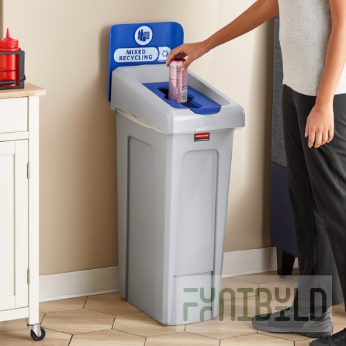 Rubbermaid® Slim Jim 2185055 23 Gallon Single-Stream Mixed Recycling Station with Lid