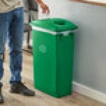Lavex 23 Gallon Green Slim Rectangular Recycling Can and Green Lid with Holes Lavex 23 Gallon Green Slim Rectangular Recycling Can and Green Lid with Holes