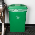 Lavex 23 Gallon Green Slim Rectangular Recycling Can and Green Lid with Holes Lavex 23 Gallon Green Slim Rectangular Recycling Can and Green Lid with Holes
