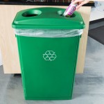 Lavex 23 Gallon Green Slim Rectangular Recycling Can and Green Lid with Holes Lavex 23 Gallon Green Slim Rectangular Recycling Can and Green Lid with Holes