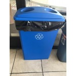 Lavex 23 Gallon Green Slim Rectangular Recycling Can and Green Lid with Holes Lavex 23 Gallon Green Slim Rectangular Recycling Can and Green Lid with Holes