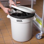Lavex 20 Gallon White Round Commercial Trash Can and Lid Lavex 20 Gallon White Round Commercial Trash Can and Lid