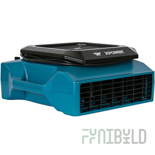 XPOWER XL-760AM Blue Low Profile Air Mover with GFCI Power Outlets and Hour Meter - 1/3 hp