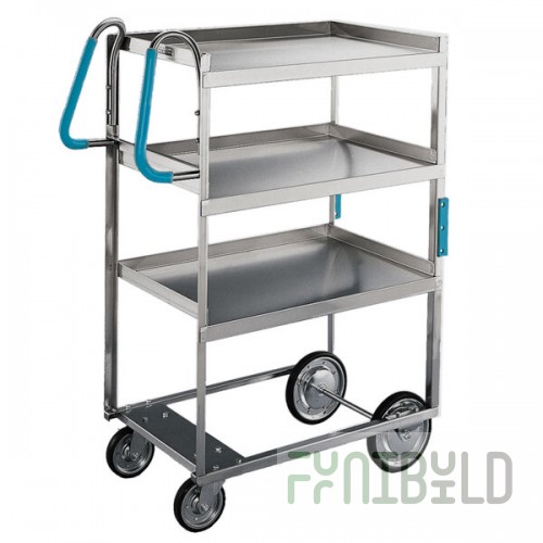 Lakeside 7025 Heavy-Duty Stainless Steel Three Shelf Ergo-One System Utility Cart - 21 5/8
