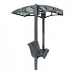 Paris Site Furnishings Shade Series 6' Graphite Gray Surface Mounted Park Bench with Canopy and Basket Weave Perforations 85 1/2